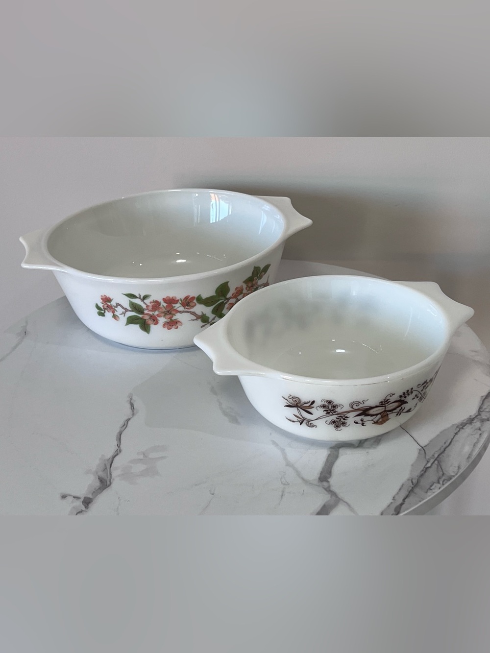 White Floral Glass Mixing Bowls - Set of 2 PYREX